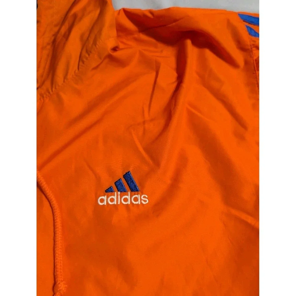 Vintage Y2K Adidas Hooded Windbreaker Jacket Orange Blue Pullover Anorak Men's M